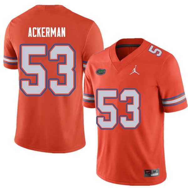 Jordan Brand Men #53 Brendan Ackerman Florida Gators College Football Jerseys Orange